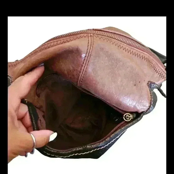 The Sak Brown Metallic Leather Hobo Colorblock Teak Multi Bag - Picture 6 of 14